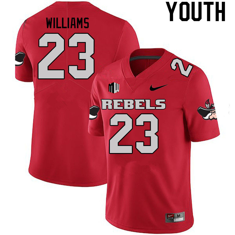 Youth #23 Jerrae Williams UNLV Rebels College Football Jerseys Sale-Scarlet